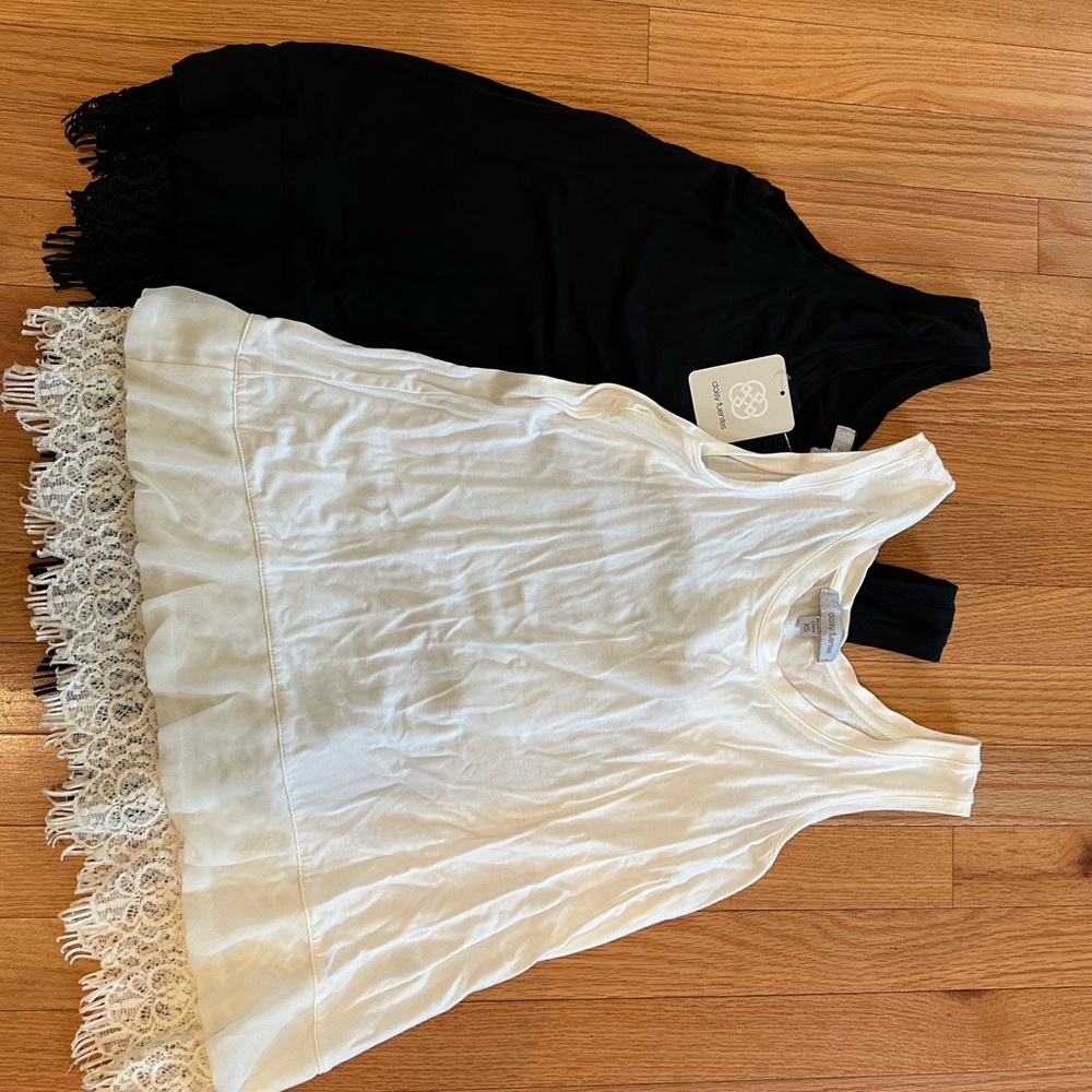 Daisy Fuentes White and Black lace Tops- you get Both!